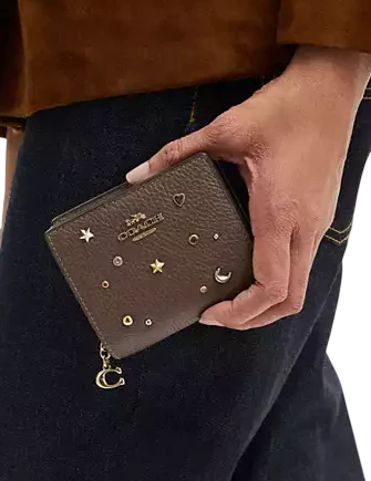 Coach Snap Wallet With Rivets Dark Stone
