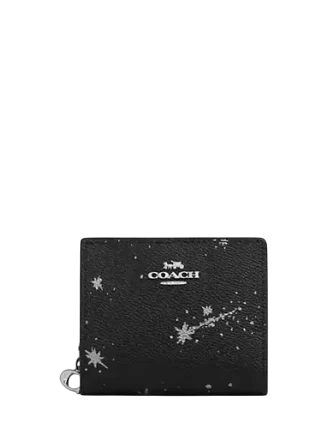 Coach Snap Wallet With Star Print Black Silver 