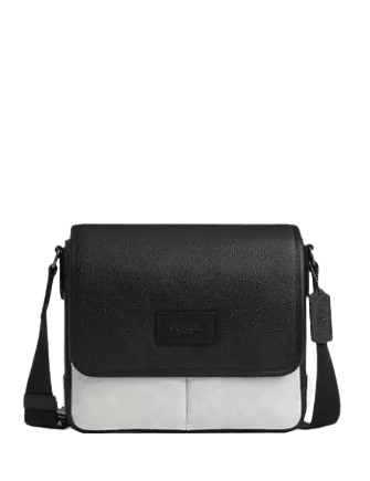 Coach Sprint Map Bag 25 In Colorblock Signature Canvas Chalk Black