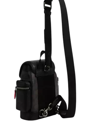 Coach Sprint Sling Pack In Signature Canvas Walnut Bold Red