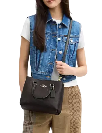 Coach Station Carryall Bag In Signature Canvas Walnut Black
