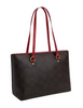 Coach Station Tote Bag In Maxi Signature Canvas Walnut True Red
