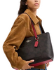 Coach Station Tote Bag In Maxi Signature Canvas Walnut True Red