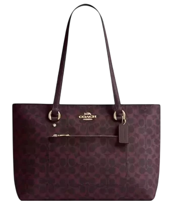 Coach Station Tote Bag In Signature Canvas Black Currant