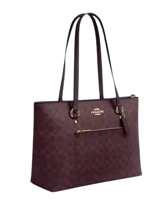 Coach Station Tote Bag In Signature Canvas Black Currant