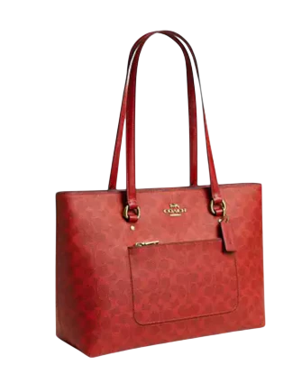 Coach Station Tote Bag In Signature Canvas Crimson