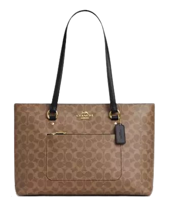 Coach Station Tote Bag In Signature Canvas Tan Black