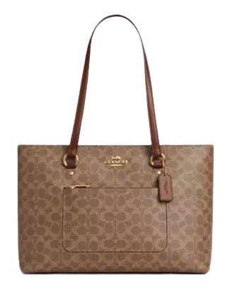 Coach Station Tote Bag In Signature Canvas Tan Brown