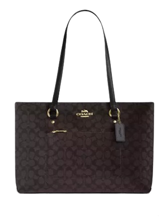 Coach Station Tote Bag In Signature Canvas Walnut Black