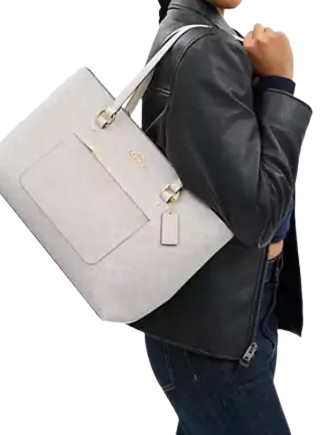 Coach Station Tote Bag In Signature Canvas White Chalk