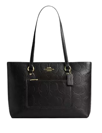 Coach Station Tote Bag In Signature Leather Black