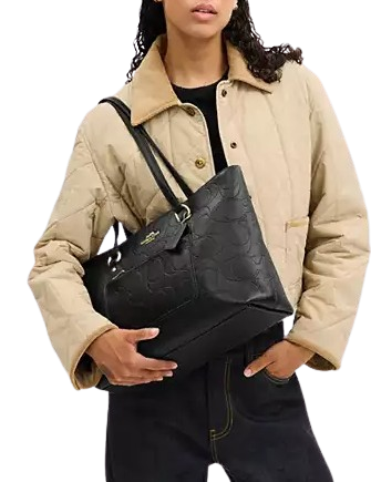 Coach Station Tote Bag In Signature Leather Black