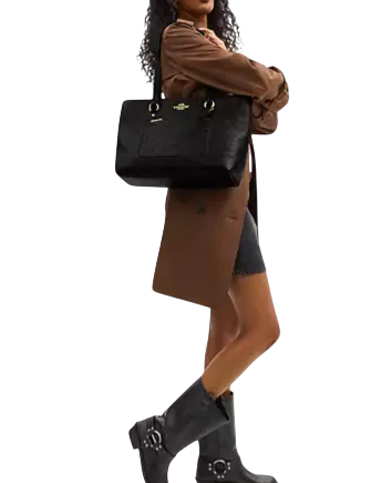 Coach Station Tote Bag In Signature Leather Black