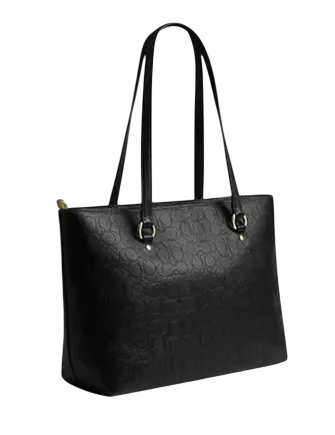 Coach Station Tote Bag In Signature Leather Black