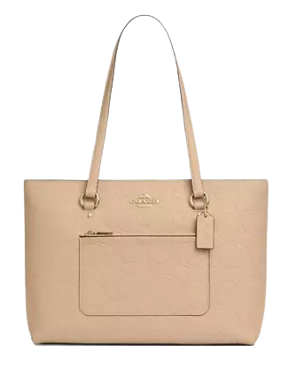Coach Station Tote Bag In Signature Leather Oat 