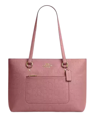 Coach Station Tote Bag In Signature Leather Peony