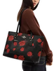 Coach Station Tote Bag With Floral Print Black Red 