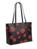 Coach Station Tote Bag With Floral Print Black Red 
