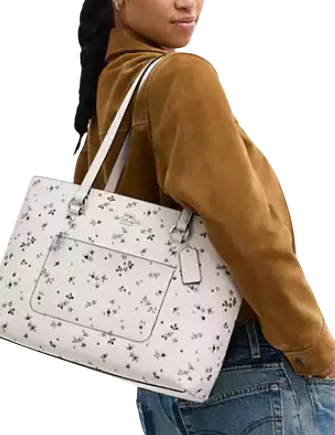 Coach Station Tote Bag With Star Print Chalk