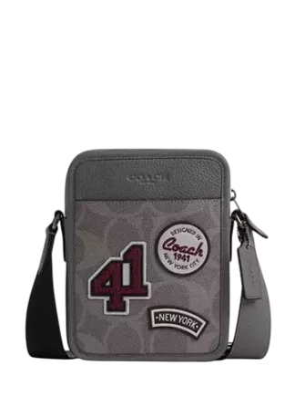 Coach Sullivan Crossbody Bag In Maxi Signature Canvas With Patches Grey