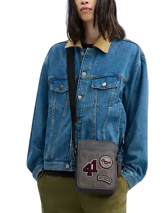 Coach Sullivan Crossbody Bag In Maxi Signature Canvas With Patches Grey