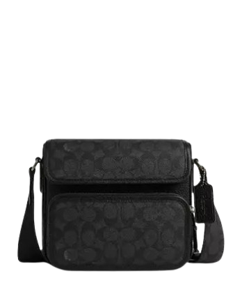 Coach Sullivan Flap Crossbody Bag In Signature Canvas Charcoal Black