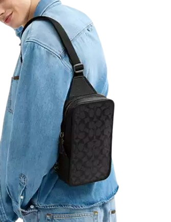 Coach Sullivan Pack In Signature Canvas Charcoal Black