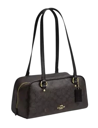 Coach Sydney Shoulder Bag In Signature Canvas Walnut Black
