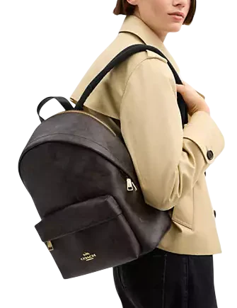 Coach Taylor Small Backpack In Signature Canvas Walnut Black