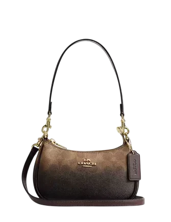 Coach Teri Mini Crossbody Bag In Ombre Signature Canvas Brown