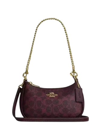 Coach Teri Mini Crossbody Bag In Signature Canvas Black Currant 