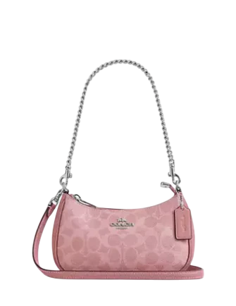 Coach Teri Mini Crossbody Bag In Signature Canvas Dusty Pink