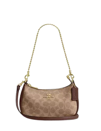 Coach Teri Mini Crossbody Bag In Signature Canvas Tan Brown