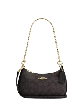 Coach Teri Mini Crossbody Bag In Signature Canvas Walnut Black