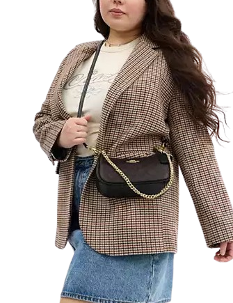 Coach Teri Mini Crossbody Bag In Signature Canvas Walnut Black