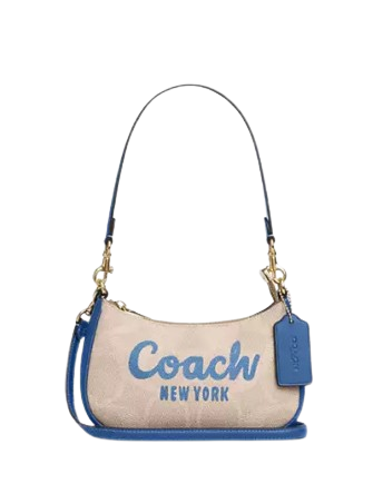 Coach Teri Mini Crossbody Bag In Signature Canvas With Coach Graphic Sand Pacific Bright Mineral