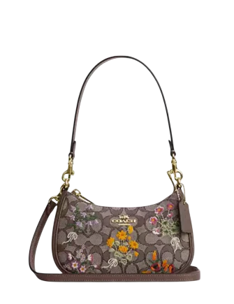 Coach Teri Mini Crossbody Bag In Signature Jacquard With Floral Embroidery