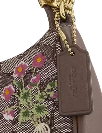 Coach Teri Mini Crossbody Bag In Signature Jacquard With Floral Embroidery Oak
