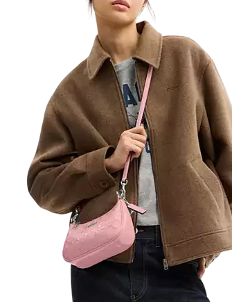Coach Teri Mini Crossbody Bag In Signature Leather With Heart Charm Pink