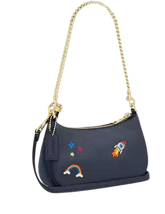 Coach Teri Mini Crossbody Bag With Embroidery Dark Denim 