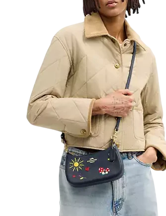 Coach Teri Mini Crossbody Bag With Embroidery Dark Denim 