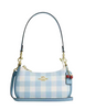 Coach Teri Mini Crossbody Bag With Gingham Print And Charm Blue