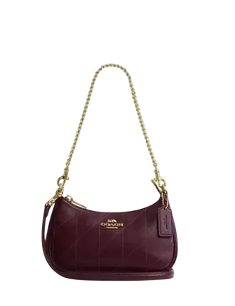 Coach Teri Mini Crossbody Bag With Quilting Maroon