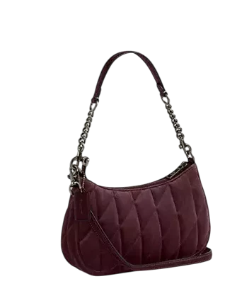 Coach Teri Shoulder Bag In Organic Cotton With Quilting Burgundy
