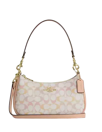 Coach Teri Shoulder Bag In Pretty Signature Canvas Chalk Pink