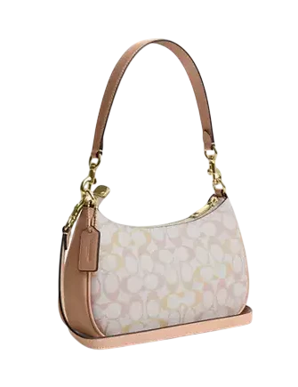 Coach Teri Shoulder Bag In Pretty Signature Canvas Chalk Pink