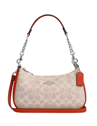 Coach Teri Shoulder Bag In Signature Canvas Sand Deep Orange