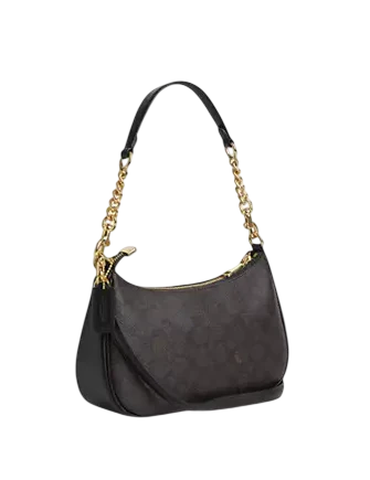 Coach Teri Shoulder Bag In Signature Canvas Walnut Black