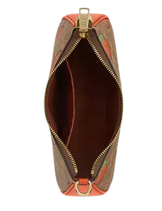 Coach Teri Shoulder Bag In Signature Canvas With Orange Print Tan