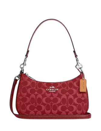 Coach Teri Shoulder Bag In Signature Denim True Red